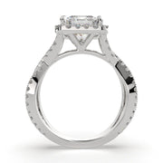 Ophelia Princess Cut Pave Halo Split Shank Engagement Ring Setting - Nivetta